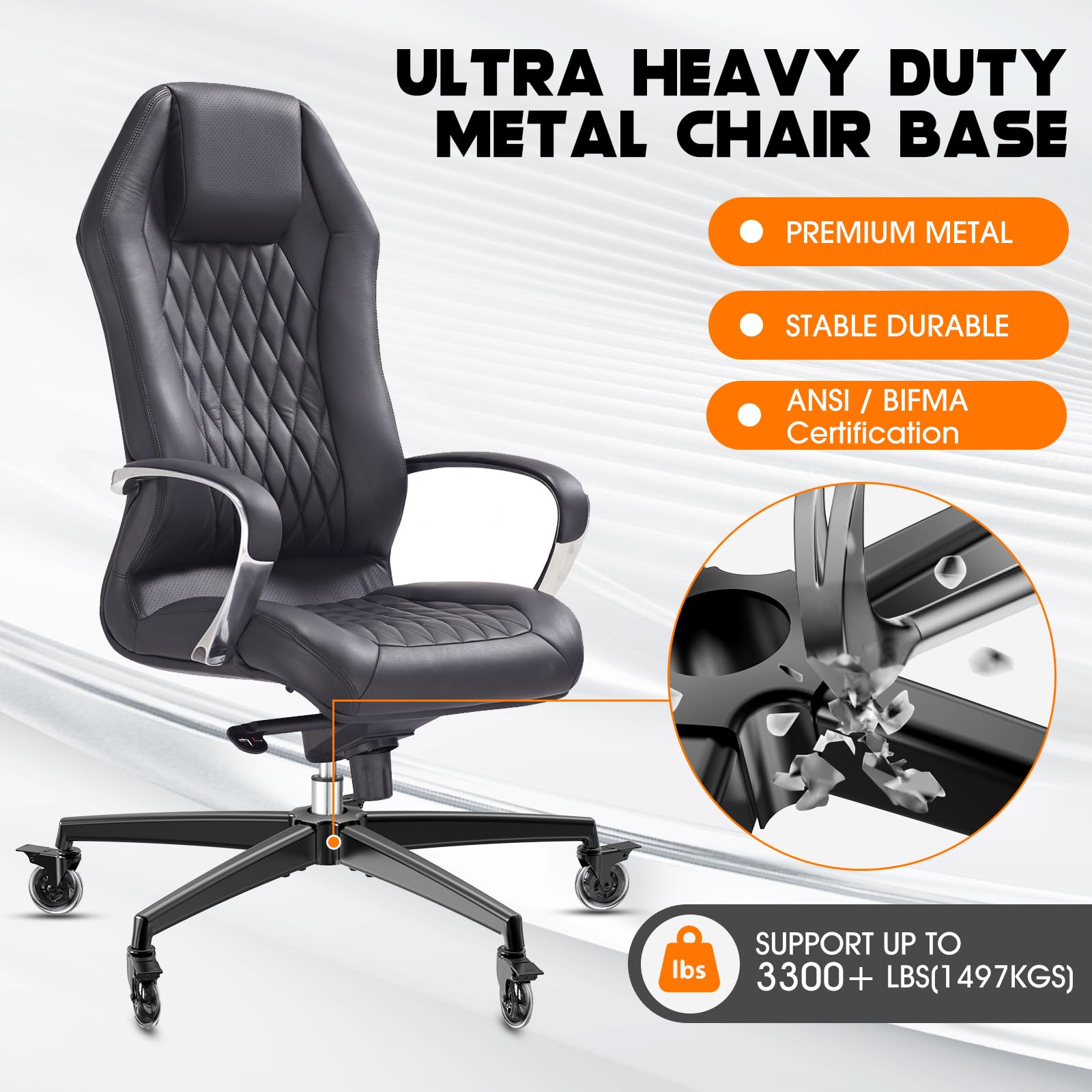 Office Chair Base Replacement PartsWith 5 Casters With Brakes  3300 Lbs Heavy Alloy Office Chair Base Replacement Office Chair Reinforced Metal Legs P 41063602 - View #5