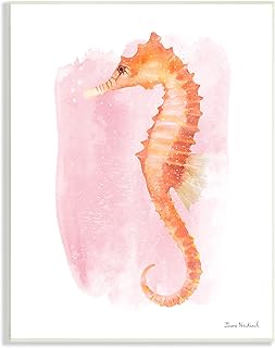 Stupell Industries Gentle Orange Seahorse Speckled Pink Watercolor Detail, Design by Diane Neukirch