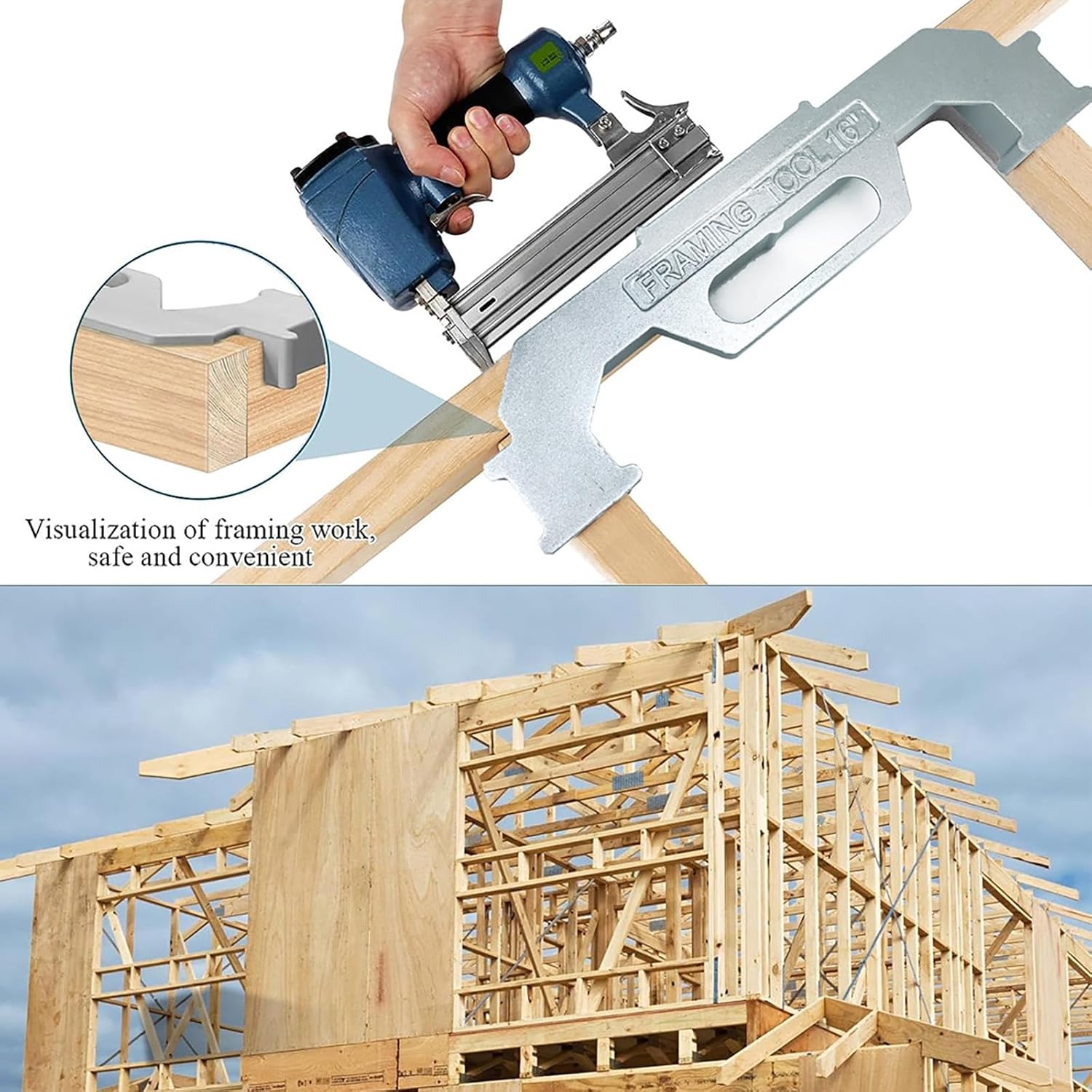 2 Pack 16" Framing Tools, Cast Aluminum Framing Stud Layout Tool, Stud Measurement Framing Spacing Tool, Precision Framing Jig for Wall Roofs Floors or Ladders