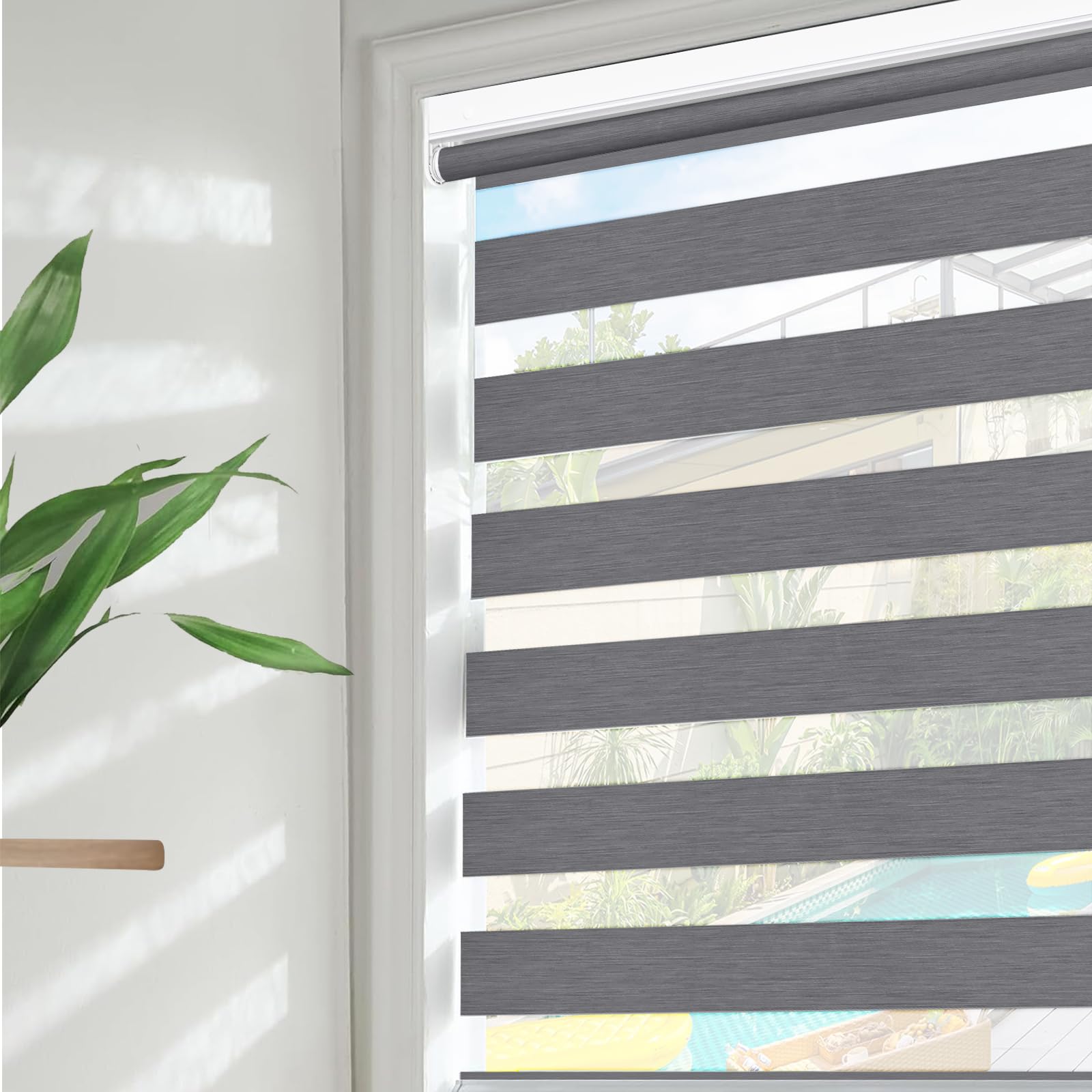 Luxevoir Panoramix No Drill Roller Shades for Window, 100% Blackout Cordless Roller Blinds for Home Privacy Custom Window Shade Easy to Install Roll Up Blinds(Black, 89cm W x 135cm H) — image 1