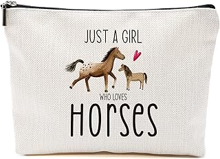 Horse Makeup Bag Horse Gifts for Girls Horse Gifts for Horse Lovers Pet Stuff Merch Gifts Toiletry Pouch Funny Birthday Christmas Gift for Pet Owner Sister Bestie BFF Just A Girl Who Loves Horses