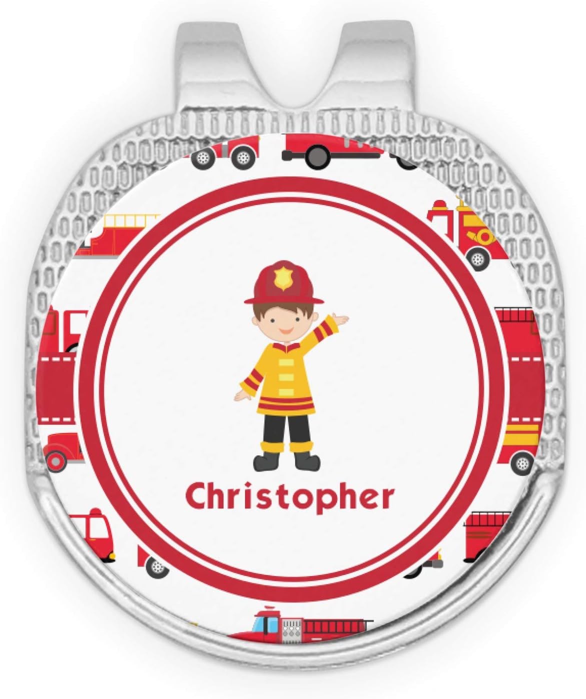 YouCustomizeIt Personalized Firetrucks Golf Ball Marker - Hat Clip - Silver