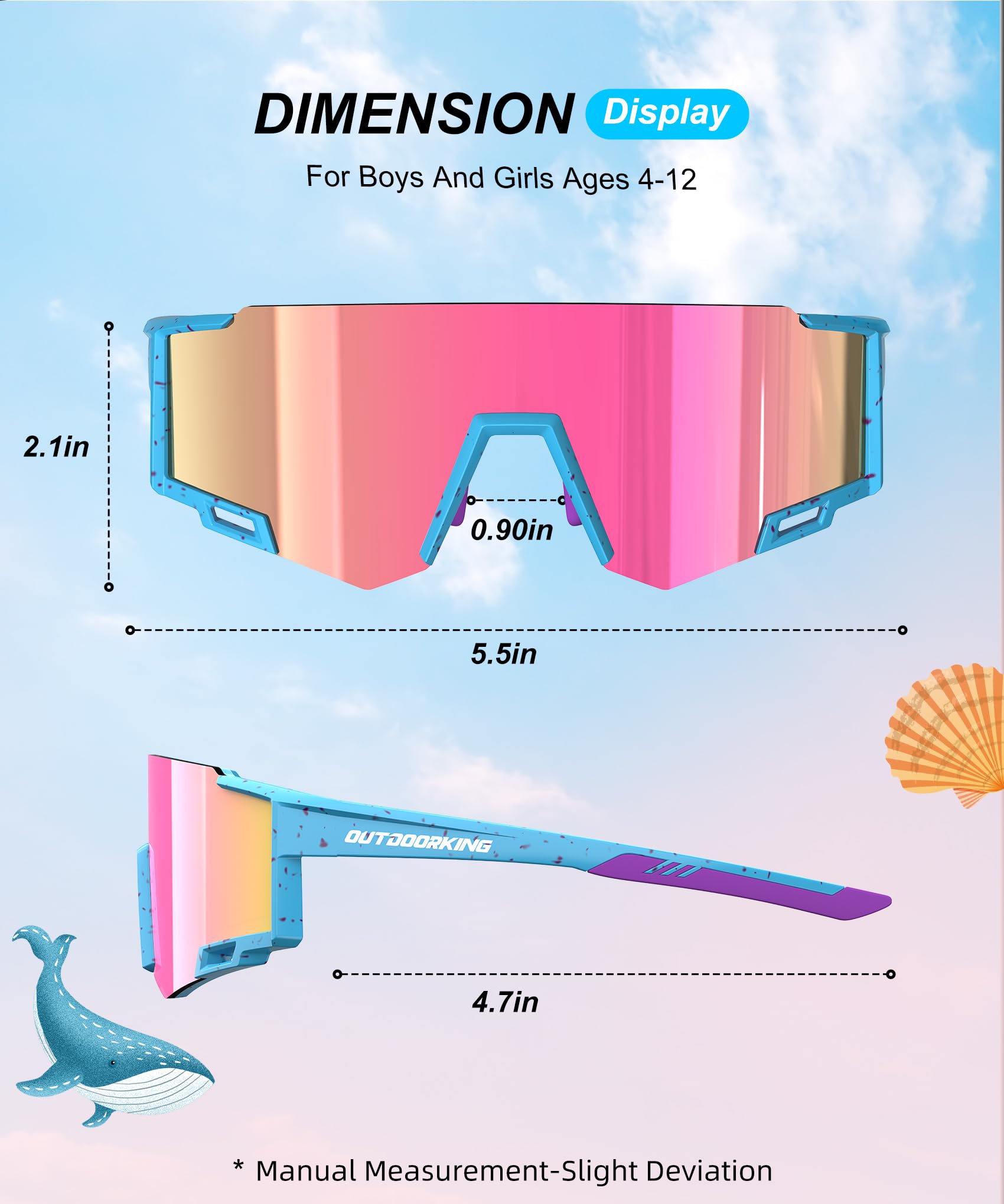 Kinder-Sonnenbrille, Baseball-Sonnenbrille, UV-Schutz, Brille für Jungen und Mädchen