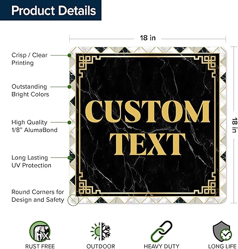 Miniatura 242 de My Sign Center - Letrero personalizado, 11 colores de fuente, 13 estilos de fuente, 4 opciones de agujero, 22 tamaños, 8 x 32 pulgadas, sin óxido,