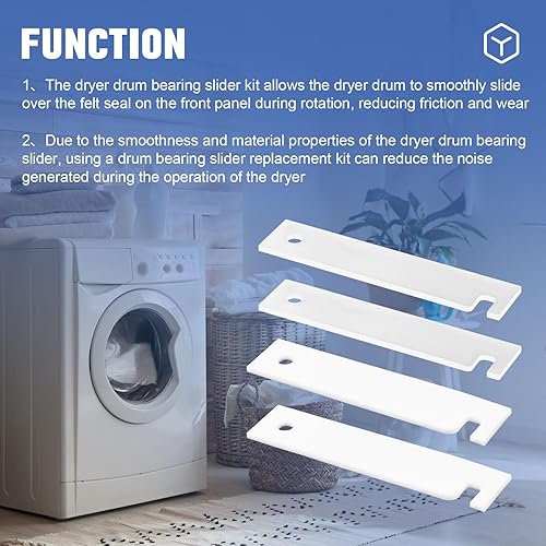 Miniatura 4 de WE3M51 WE3M52 - Kit de reemplazo de rodamientos de tambor de teflón y nailon, kit de rodamiento de tambor de secadora para secador Ge Drum Glide,