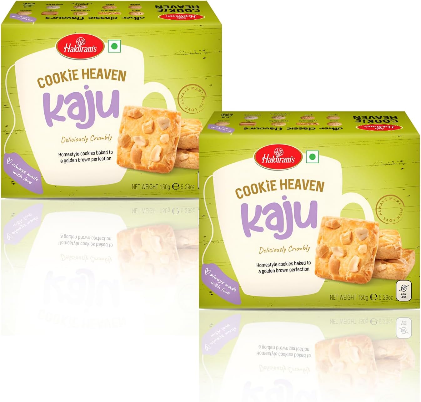 Haldiram's Kaju Cookie 150g x 2 | Tea Time Snacks | Cashew Cookie Biscuits | Tasty & Healthy Snacks | Cashew Nut Biscuit | Kaju Biscuits | Healthy Cookies Biscuits | Cookie Heaven Kaju Pack of 2