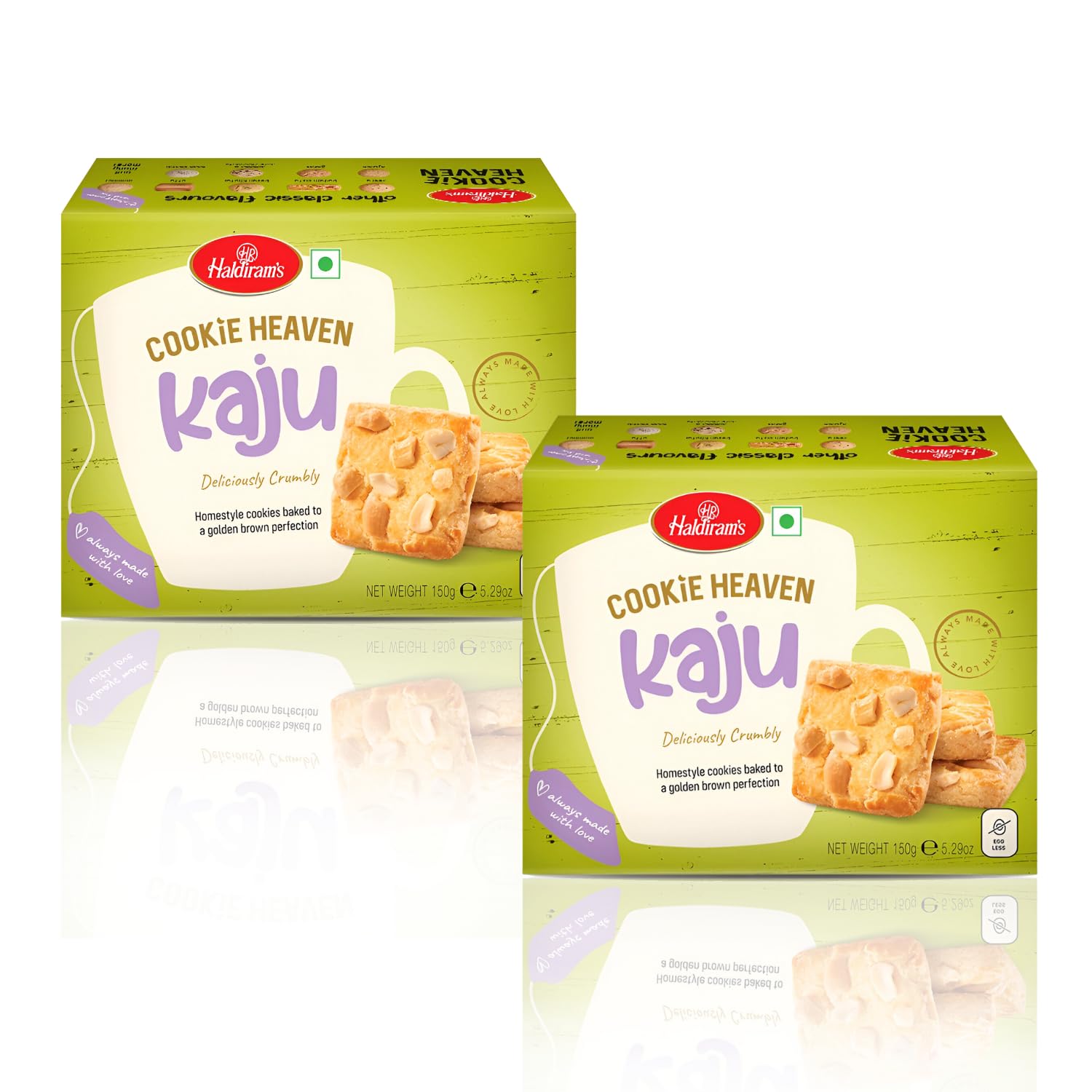 Haldiram's Kaju Cookie 150g x 2 | Tea Time Snacks | Cashew Cookie Biscuits | Tasty & Healthy Snacks | Cashew Nut Biscuit | Kaju Biscuits | Healthy Cookies Biscuits | Cookie Heaven Kaju Pack of 2