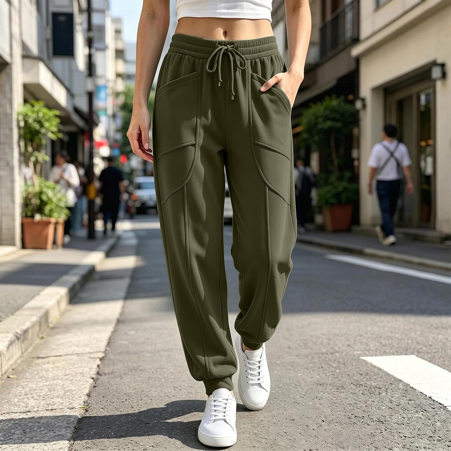 Joggers for Women Trendy Drawstring Baggy Joggers with Pocket