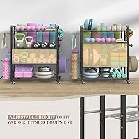 Vista 2 de 4-Tier Dumbbell Rack Stand Only, Adjustable Weight Rack for Dumbbells Kettlebells Yoga Mat, Home Gym Storage Rack with Wheels and Hooks, Powder