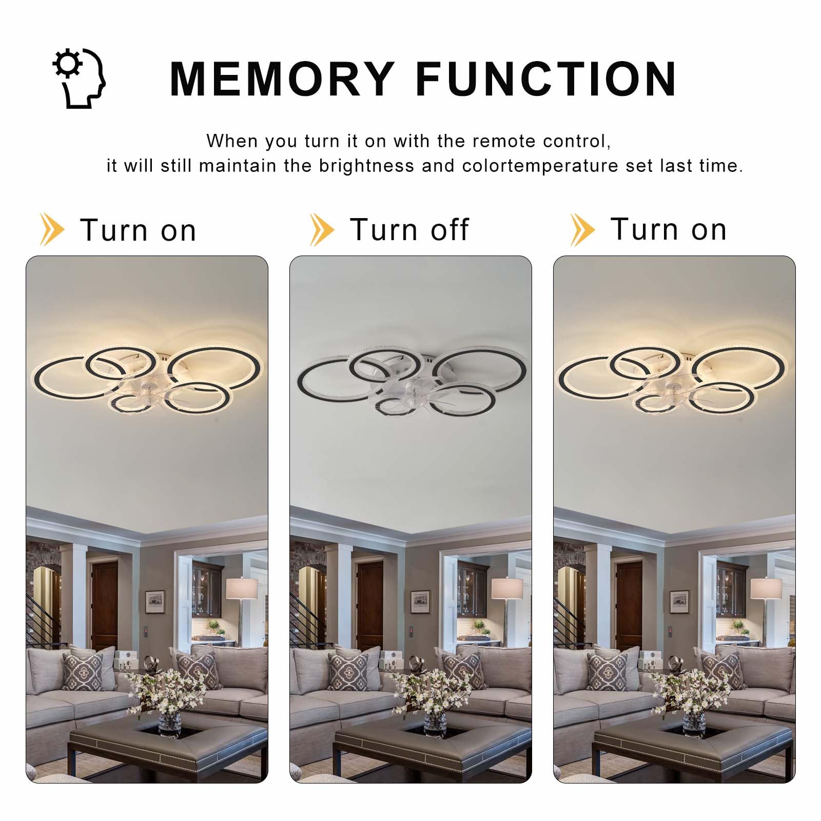 Plafonnier Ventilateur Silencieux Design Or 49cm Avec Télécommande-APP