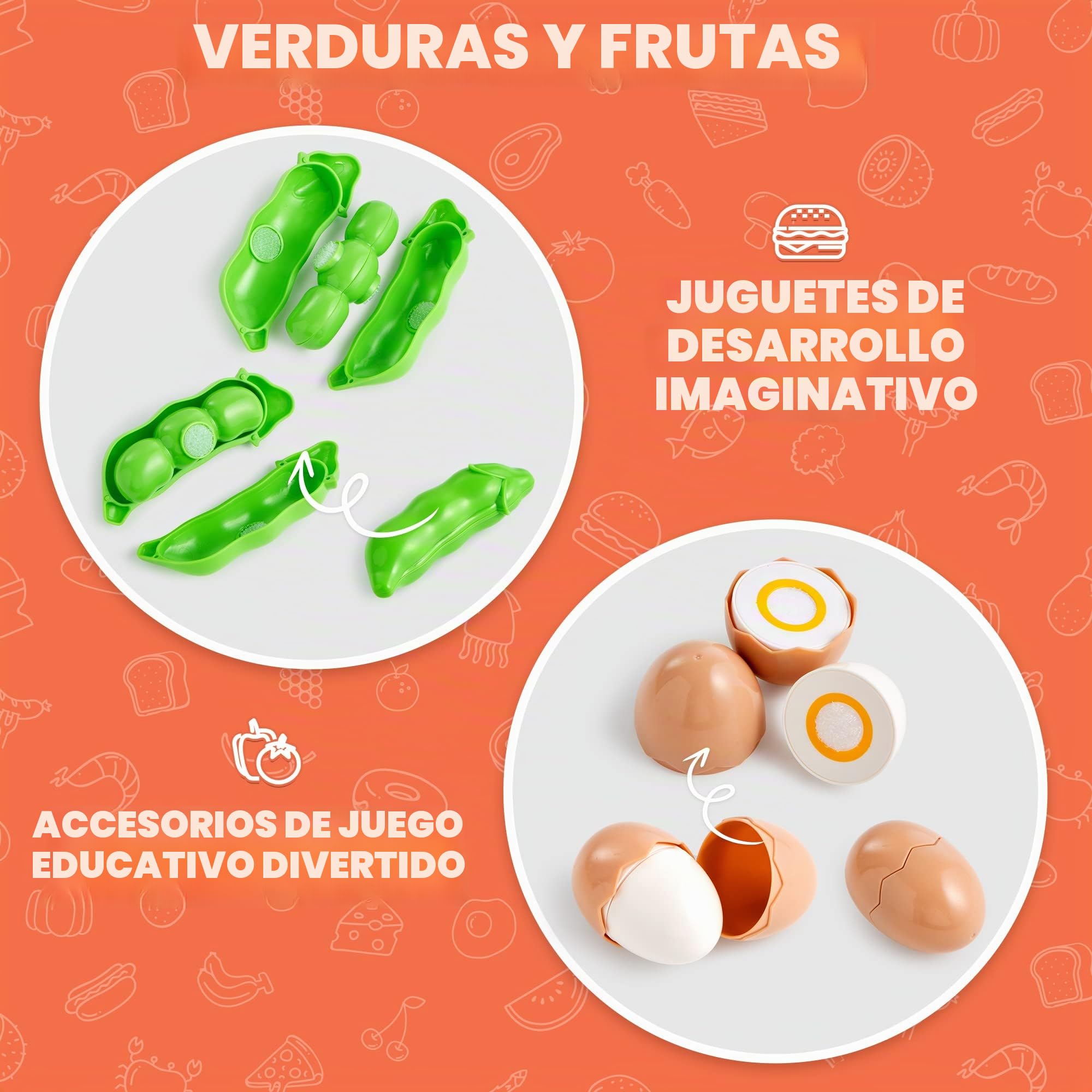JOYIN 68 Piezas de Juguete de Comida para Cortar para la Cocina niños pequeños, Incluye Frutas y Verduras de plástico, Regalos para niños pequeños