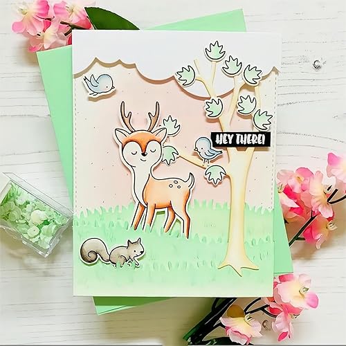 Miniatura 3 de Juego de sellos y troqueles de ardilla de ciervo pequeño para hacer tarjetas, sellos transparentes y troqueles de corte de metal para álbumes de