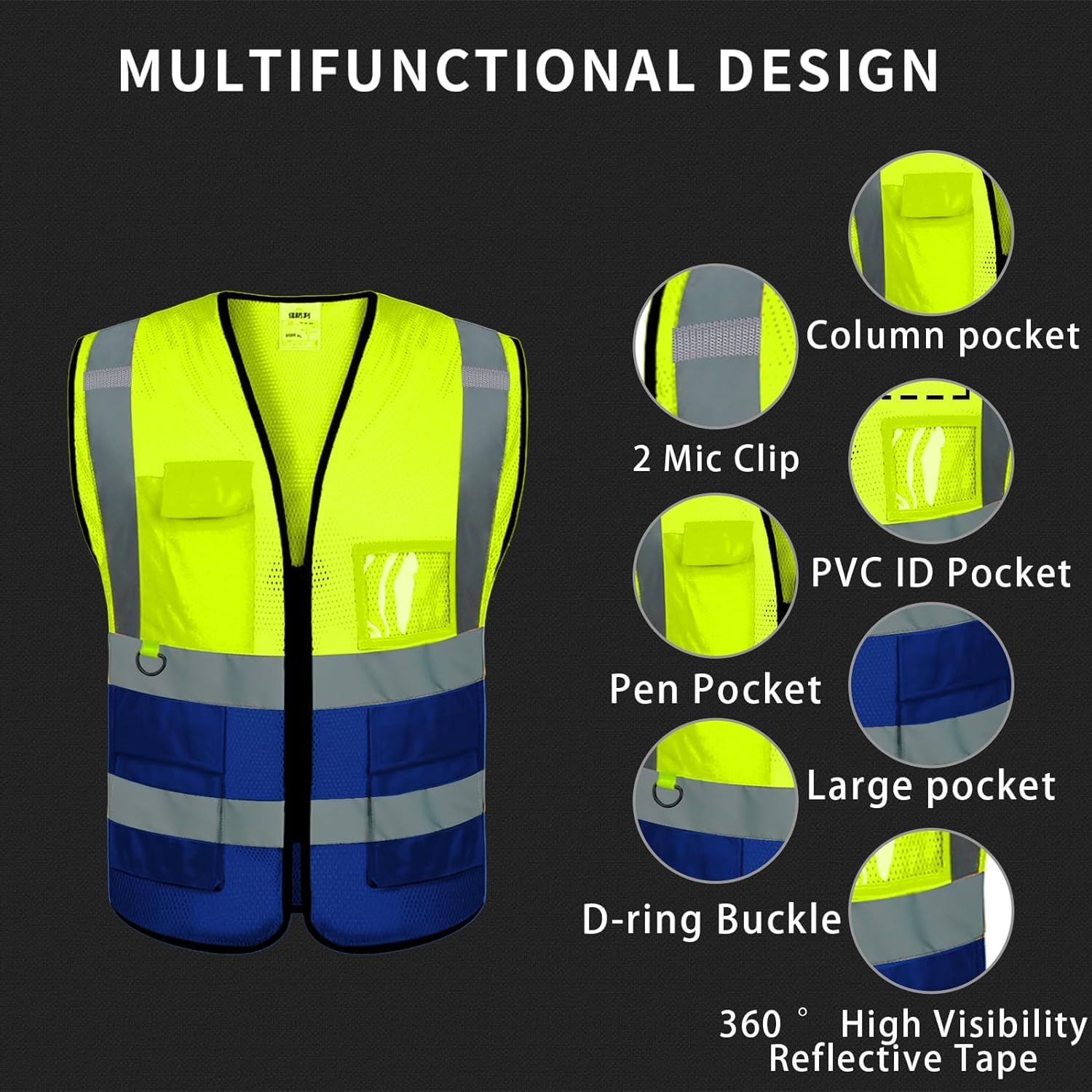 hi vis chaleco reflectante de alta visibilidad, Chaleco de seguridad Chaleco reflectante ligero Chaleco de seguridad de alta visibilidad for correr
