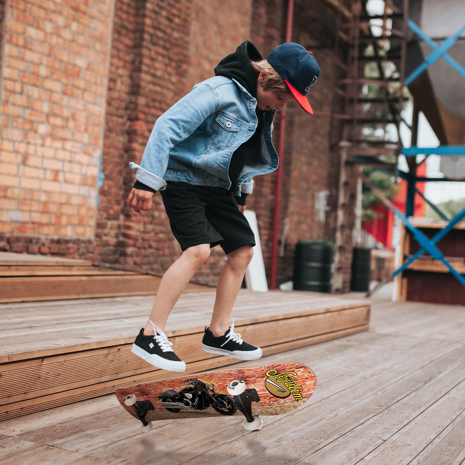 31 x 8 Pollici Skateboard Completo 7 Strati Acero Canadese Double Kick Deck concavo Skateboard per Ragazzi Ragazze Adolescenti Adulti Principianti