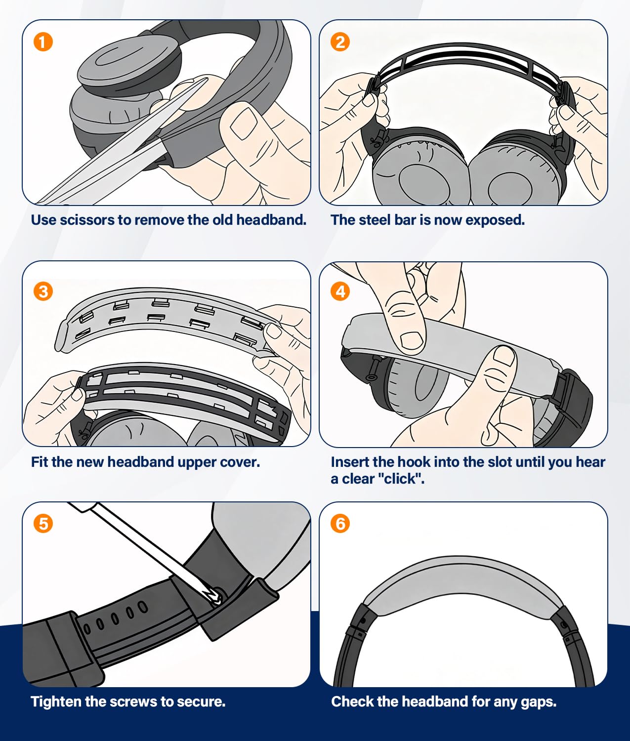 WADEO Kit di Sostituzione Cuscinetti e Archetto per Bose QC35 / QC35 II / QC35 II Gaming, Ritrova Comfort e Isolamento Acustico – Cuscinetti in Pelle Proteica