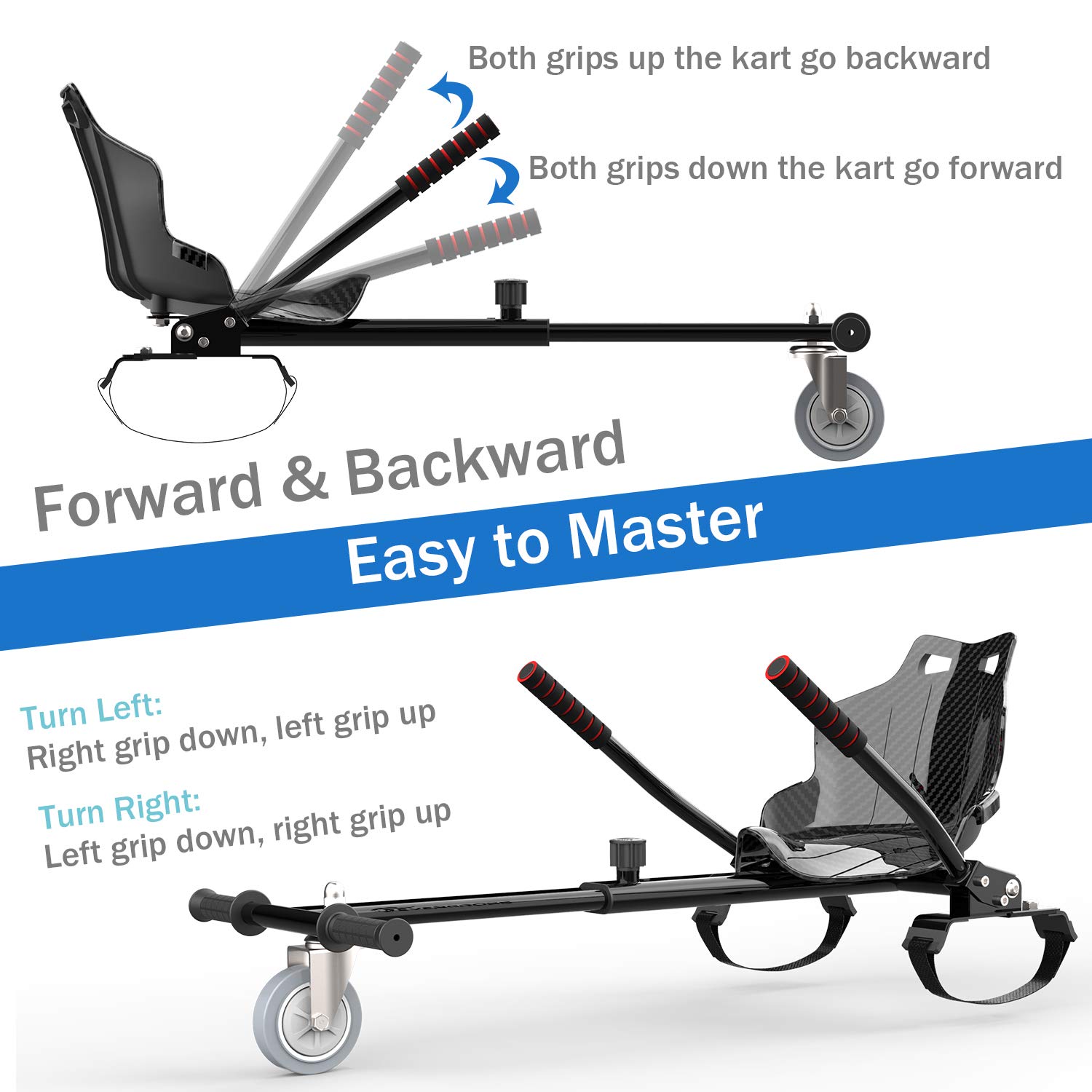 Siège Hoverkart Scooter Gokart - Fixation de siège Hoverbords pour, Hovergokart pour Hoverboards, Siège pour Hoverboards, Compatible avec 6,5 Pouces 8,5 Pouces et 10 Pouces
