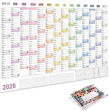 Calendar for 2026 Poster Size Schedule Planning Accessory Supplies