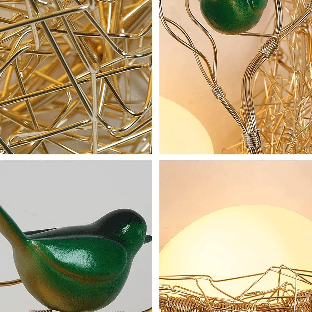 Lampe De Mur De Nid D'Oiseau De Personnalité Nordique, Lampe De Chevet Chaude De Chambre À Coucher De Led, Appliques Murales De Décoration D'Intérieur D'Art Tissées À La Main De Fil D'Alumipou