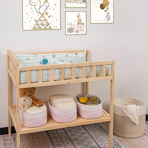 Miniatura 3 de CubesLand Cesta rectangular de organizaciónalmacenamiento, cestas tejidas de cuerda de algodón natural para organizar, cesta pequeña para niños,