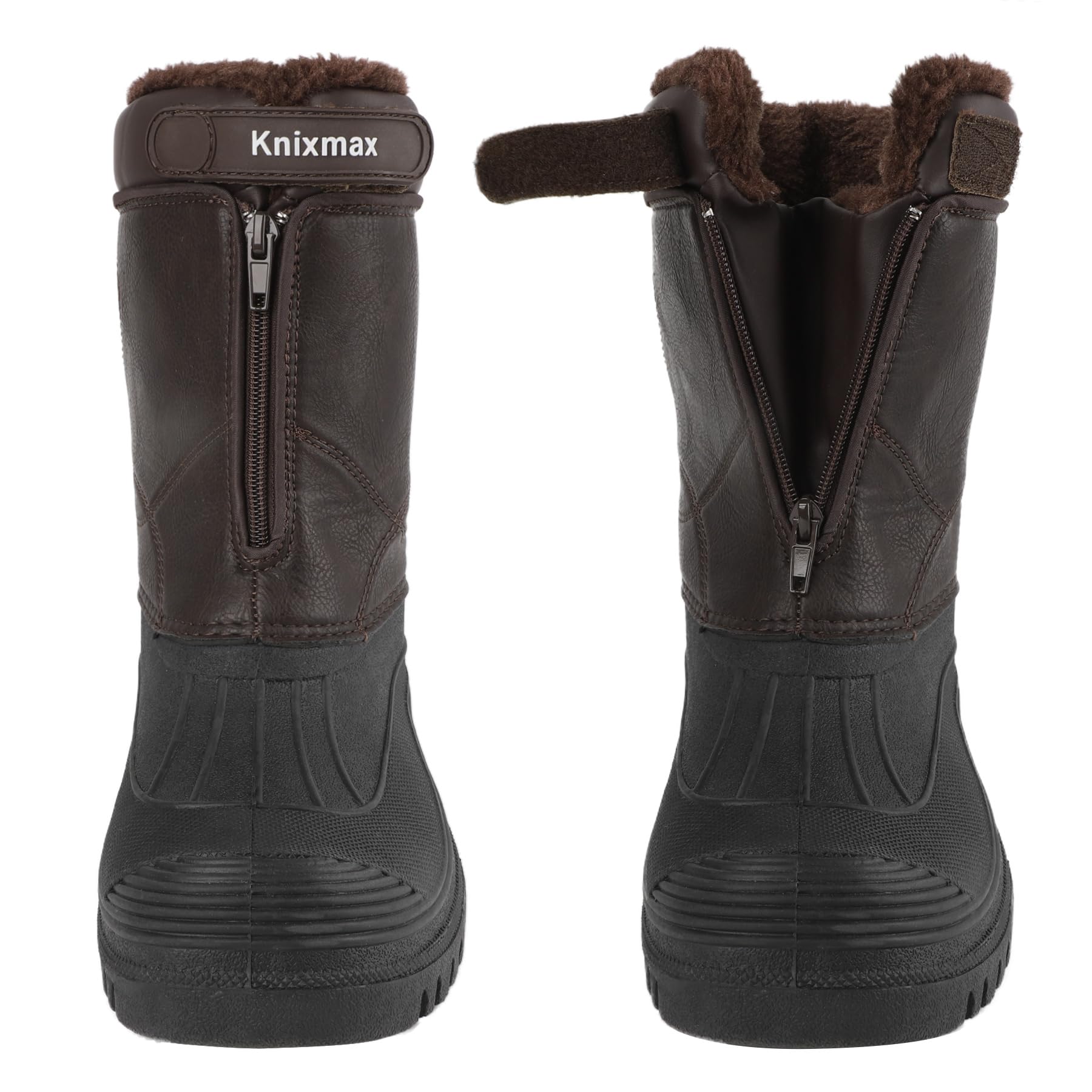 Knixmax Bottes Hiver Homme Chaussures Neige Chaudes Imperméables à Doublure Polaire Semelles Anti-Dérapantes pour Temps Froid et Neige Brun Taille EU45