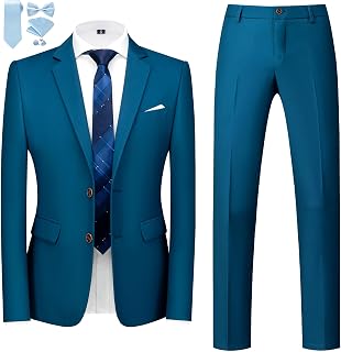 Mens Slim Fit Suit 2 Piece Tuxedo for Prom Business Wedding Dance (Suit Jacket + Pants)