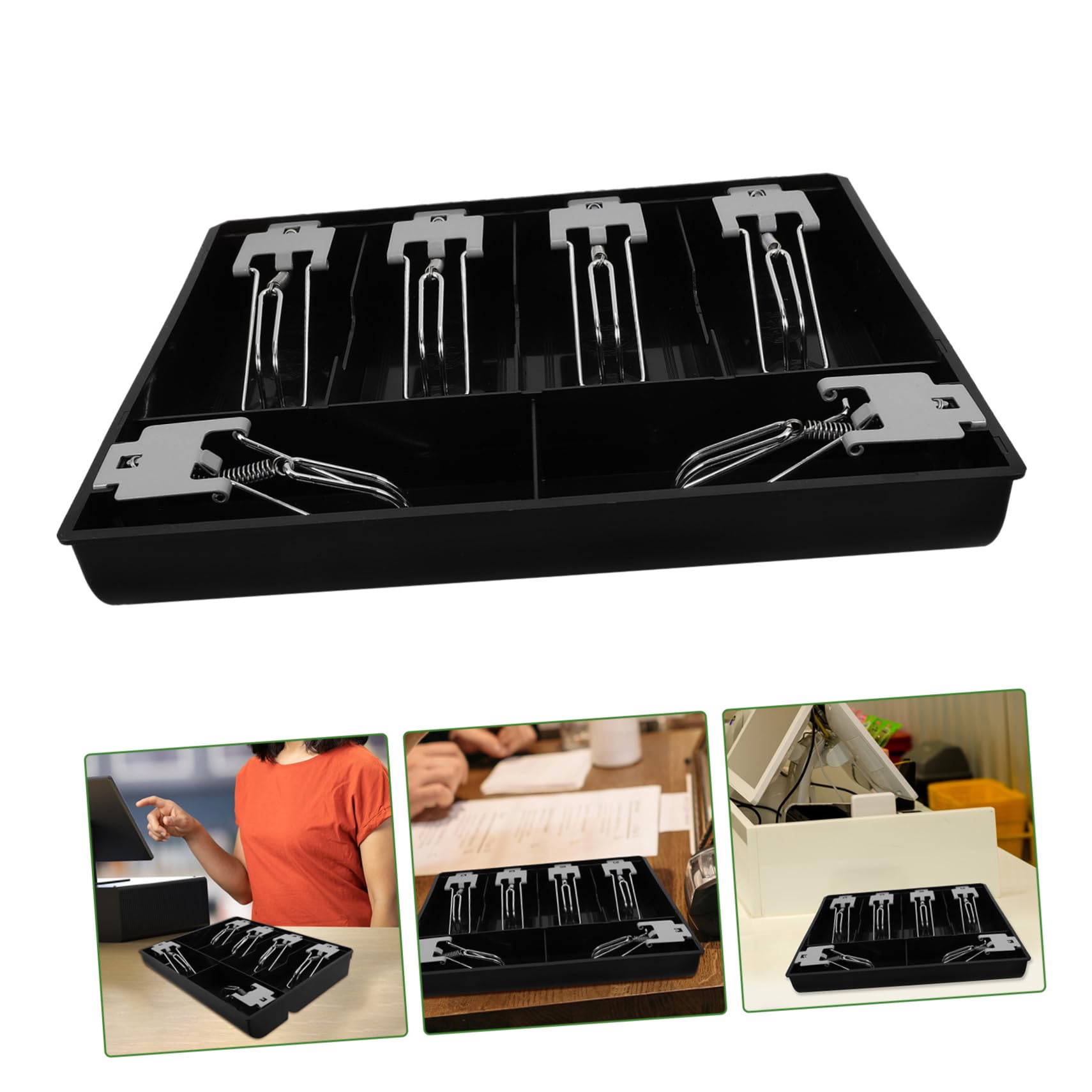 Angoily Caja Registradora Portátil de Compartimentos para Dinero y Monedas Organizador Clips para Tiendas y Oficinas