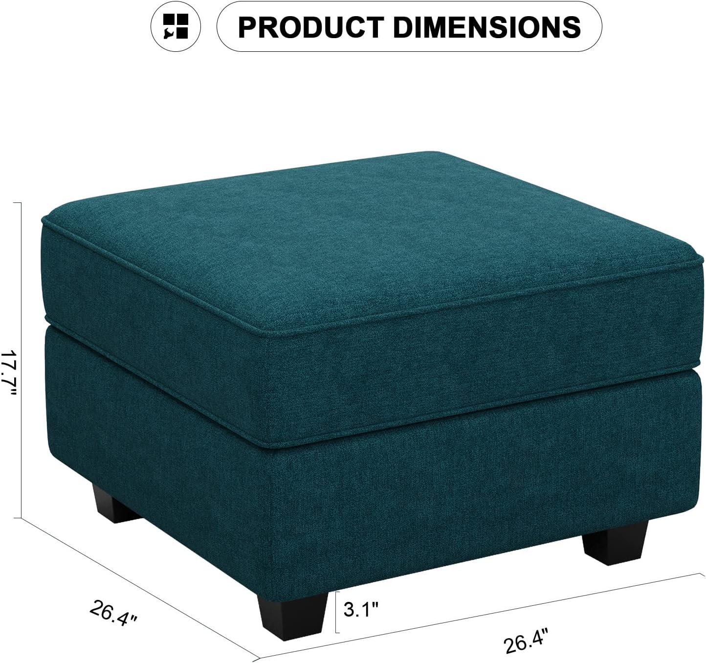 Belffin Fabric Modular Storage Ottoman Reversible Chaise