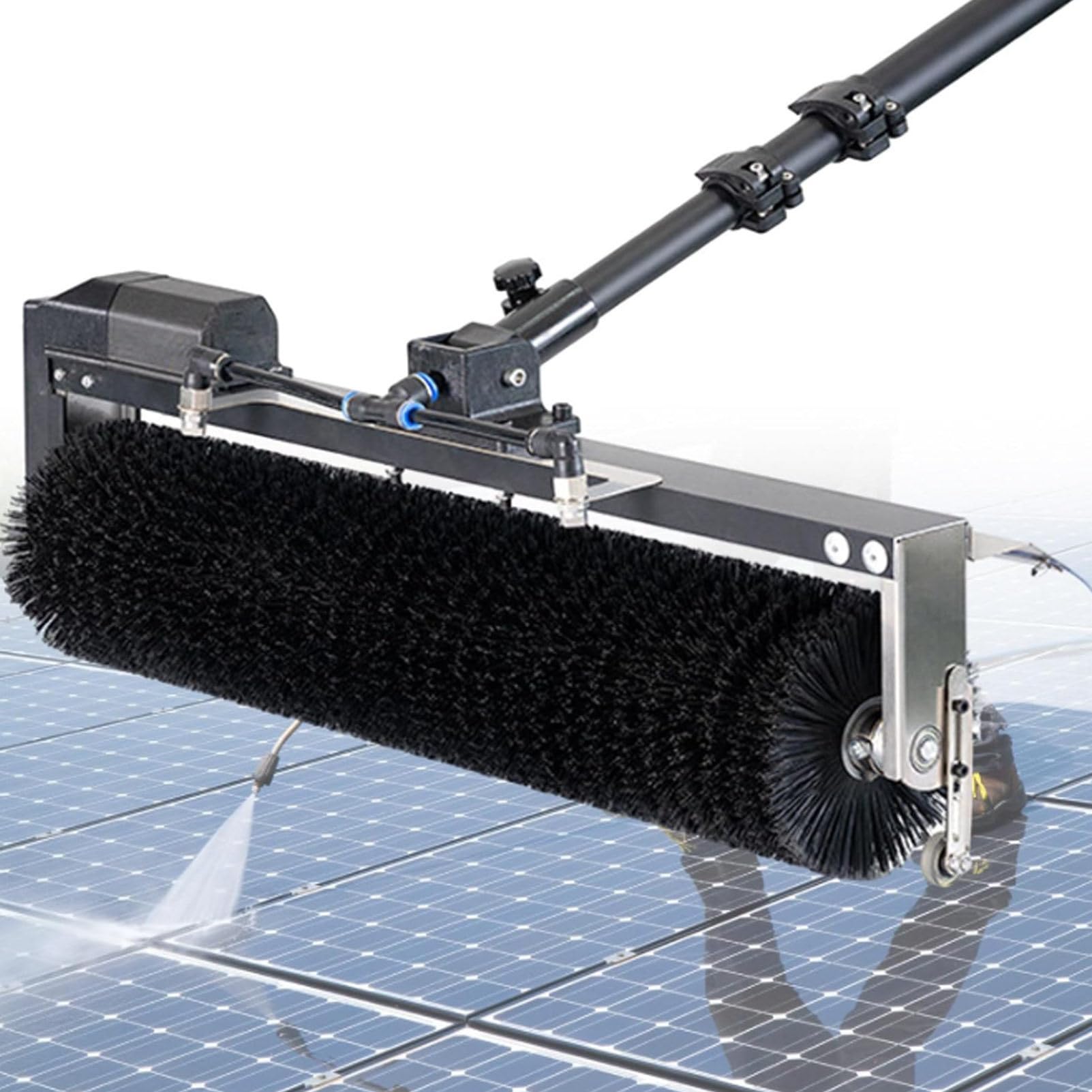 Oiyekntd Electric Solar Panel Cleaning Kit, 360° Automatic Rotary Cleaning Brush, Solar Panel/Roof Water Brush, Window Cleaner, Special Roof Water Brush MainsElectricity-3.5m/11.4ft