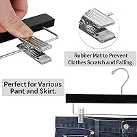 Vista 4 de AMKUFO 20 piezas de perchas de madera para pantalones, perchas sólidas para pantalones con clips ajustables de 14 pulgadas, perchas de madera negra