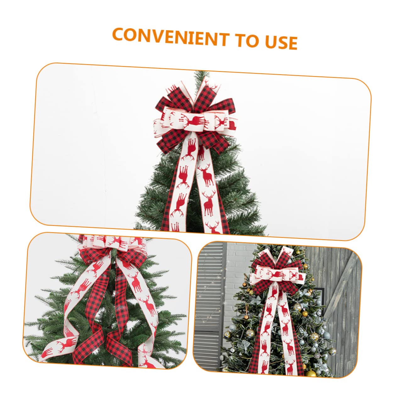 4 Stück Weihnachtsbaumschleife Karierte Schleife Outdoor-Bögen weihnachtsdeko Christmas Decorations Girlande Weihnachtsschmuck Schleifenknoten selber Machen Christbaumschmuck