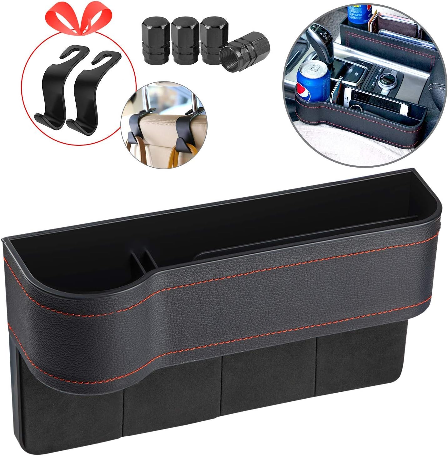 Homesprit Premium PU Black Car Seat Gap Filler,No Deformation,Environmentally Friendly Materials,Console Organizer,Car Seat Pocket Organizer Catcher for Cellphone,Various Card (Driver Side)