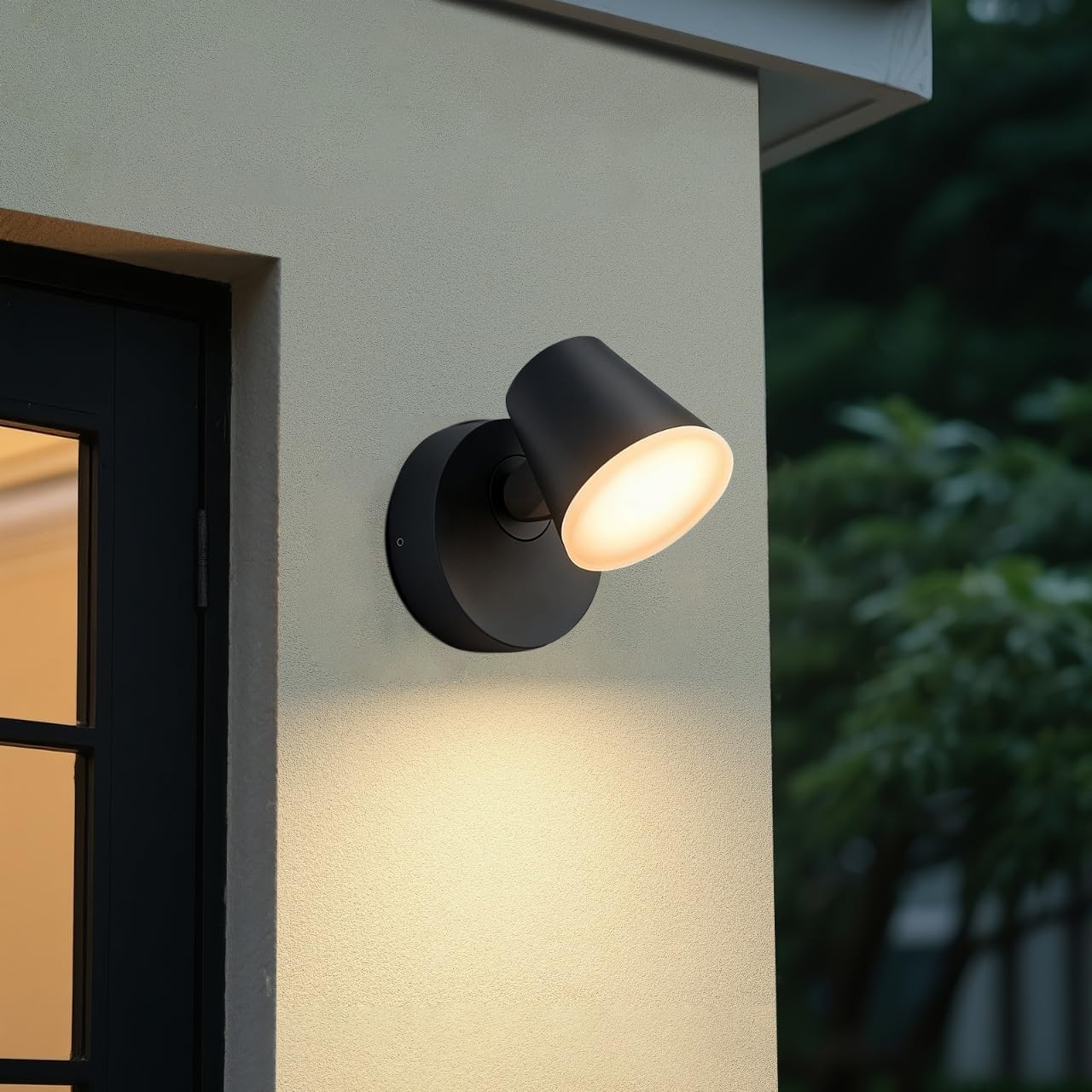 Aliminium Outdoor Wall Light,350° Rotation Modern IP65 Waterproof & Rust-Proof Wall Lamp for Patio, Garage, Black (Classic)