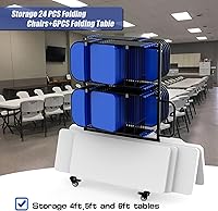 Vista 3 de Silla plegable y carrito de mesa, capacidad de peso de 400 libras, silla plegable Dolly Maximiza el uso del espacio vertical, 4 piezas, ruedas