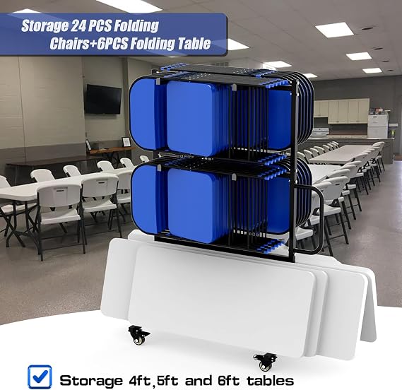 Folding Table and Chair Cart, Maximize The Use of Vertical Space