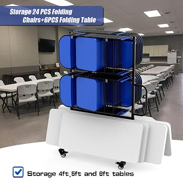 Folding Table and Chair Cart, Maximize The Use of Vertical Space