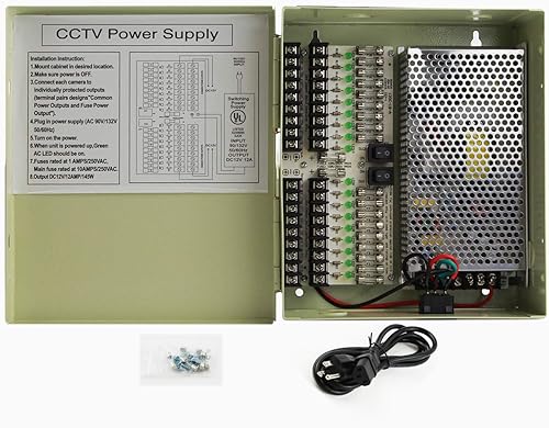 Miniatura 3 de InstallerCCTV 9 salidas 12 Amp 12V CC CCTV Distribuido Caja de alimentación para cámara de seguridad, DVR, fuente de alimentación CCTV, UL Listado