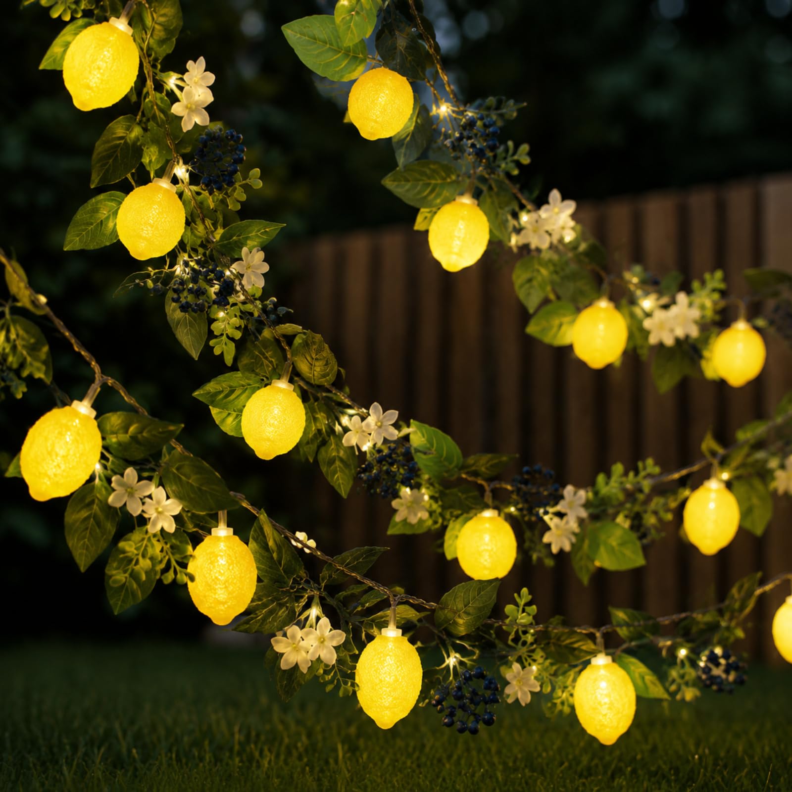 Guirlande lumineuse LED 3D autonome avec fruits artificiels d'été