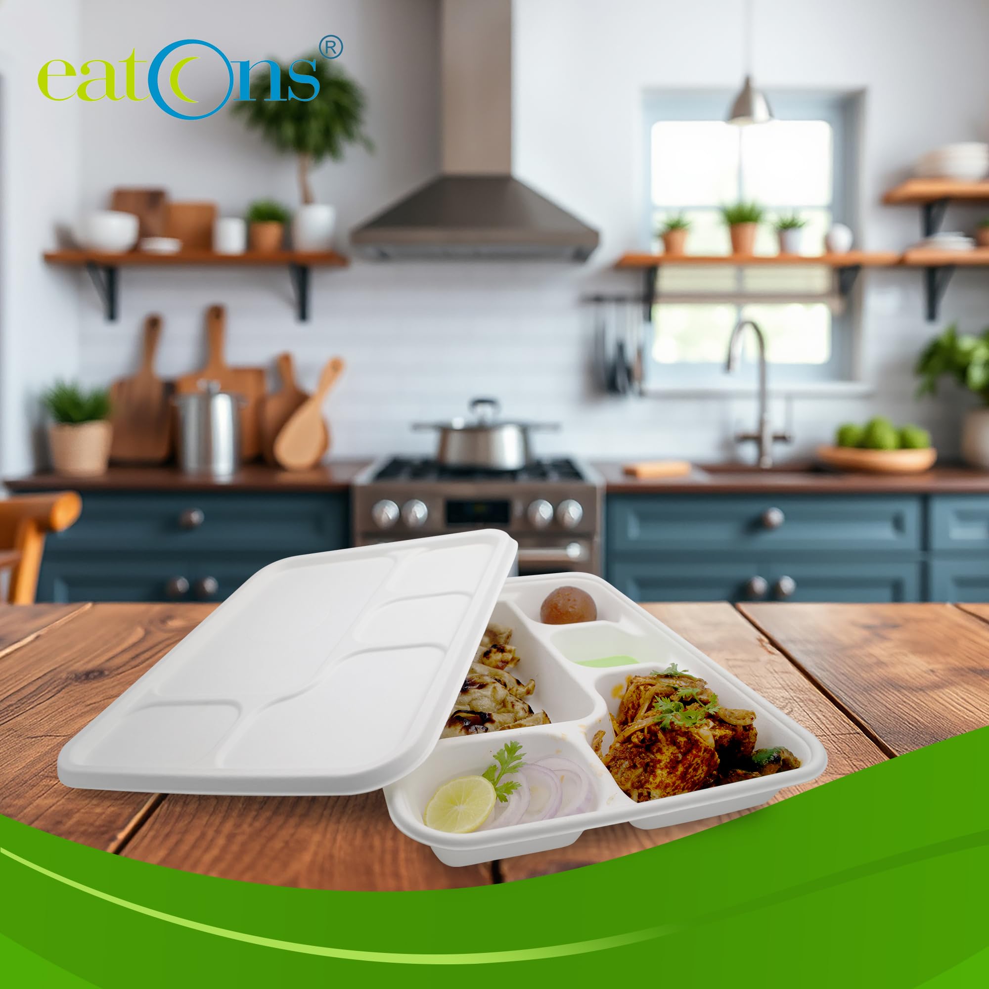 EATONS Bagasse Thali Tray - 25 Pack -2