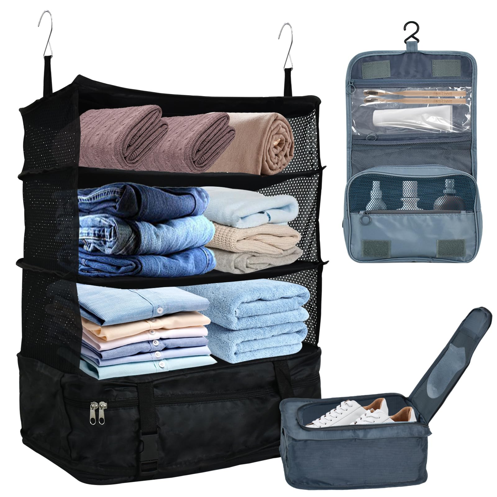BEISHIDA Carry On Closet Luggage,Hanging Packing Cubes for Travel