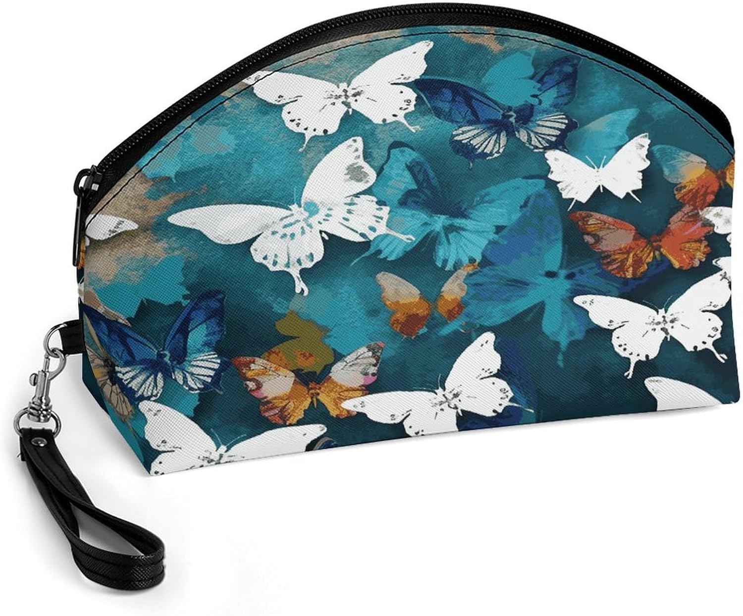 Butterflies Makeup Bag Large Capacity Cosmetic Bag for Women Portable Toiletry Bags for Skincare Water-resistant Cosmetic Case PU Leather Travel Cosmetic Organizer