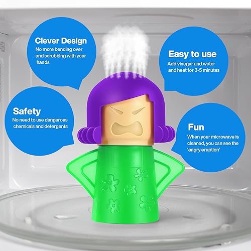 Miniatura 4 de Spardar Angry Mama - Limpiador a vapor para horno de microondas, paquete de 2 limpiadores de microondas para cocinas, la manera divertida y fácil de