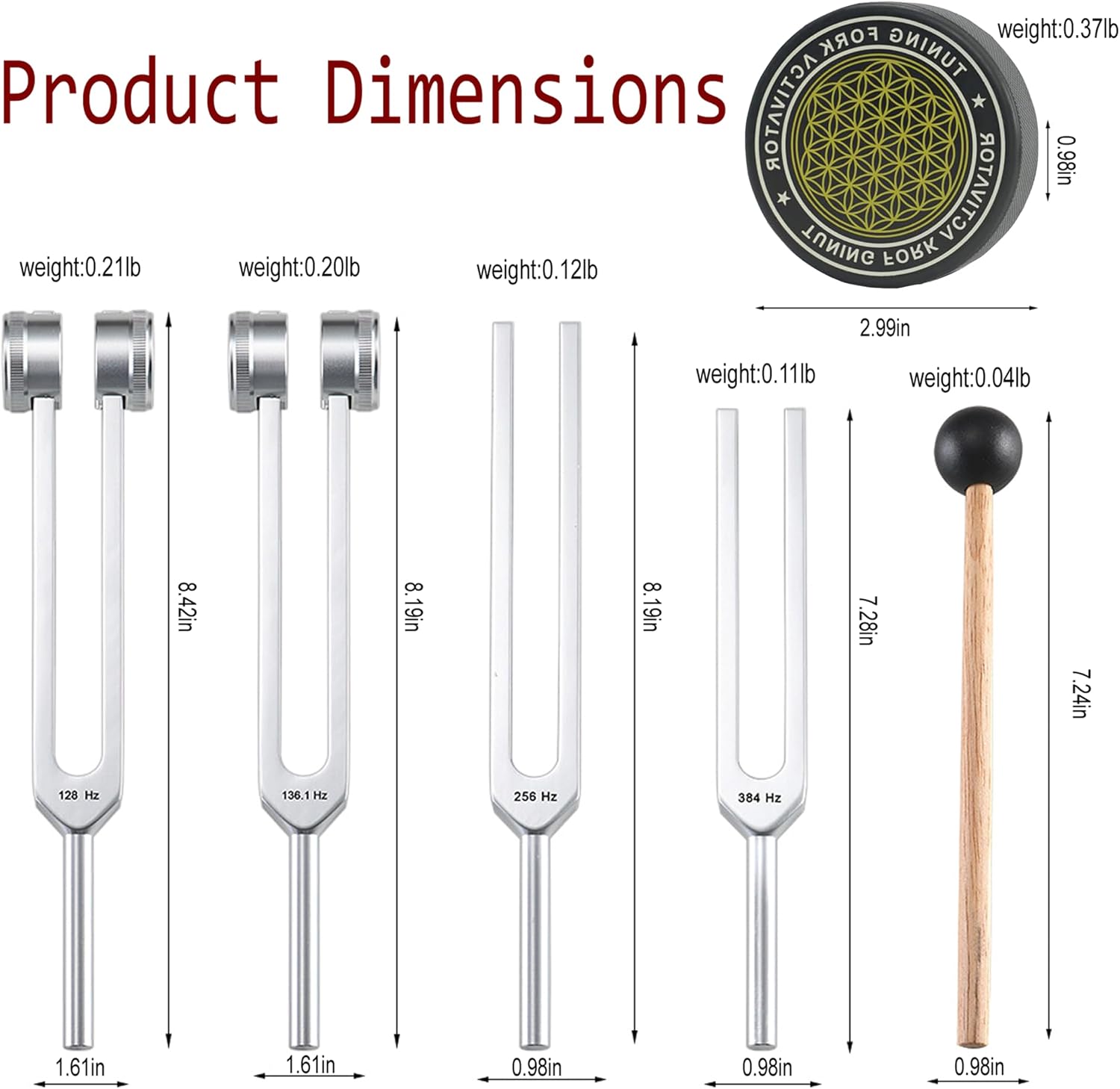 Tuning Forks for Healing Set–128Hz, 136.1Hz, 256Hz, 384Hz | Chakra Sound Healing Instrument for Meditation,Yoga, Reiki Energy,Perfect Mother's Day & Birthday Gifts for Women
