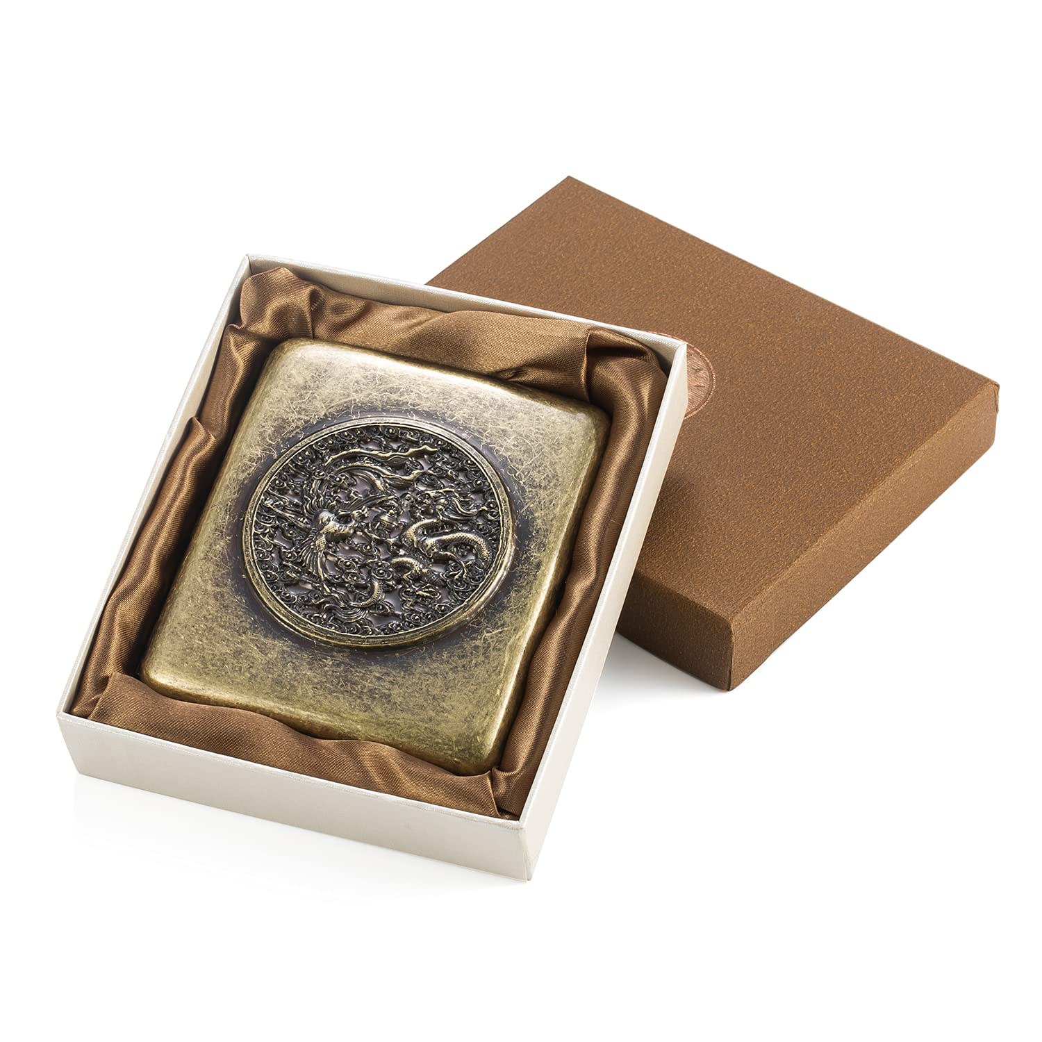 Portasigarette Metallico Vintage In PU - Custodia Rigida Antiumidità Per 20 Sigarette - Regalo Uomo Donna