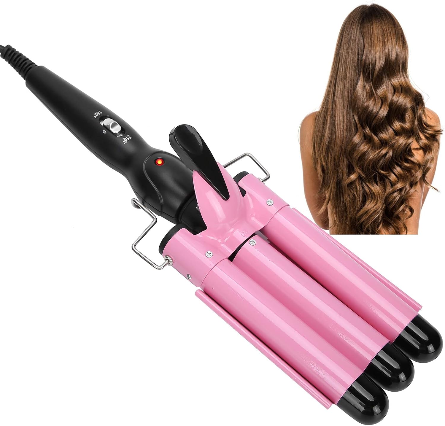waver hair, 3 Curling Iron Wand Three Hair Waver Iron Hair Crimper Barrels Curling Waver Iron Heating Styling Tools Hair Curling Iron Wand 2 Temperature Tourmaline Electric Hair Styling