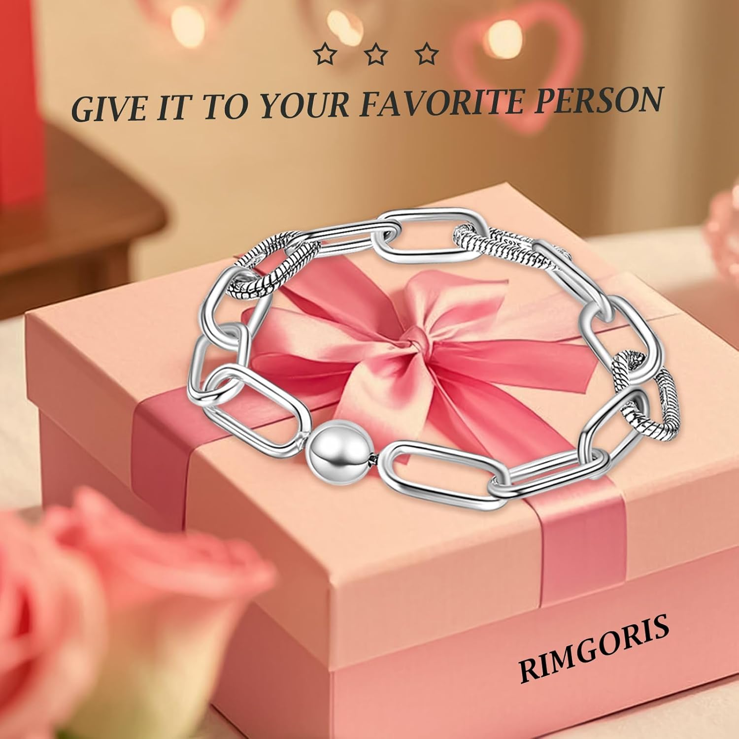 925 Sterling Silver Intertwined Link Bracelet Plain Chain Compatible with Women's Bangle Charm & Pendants - Image 4