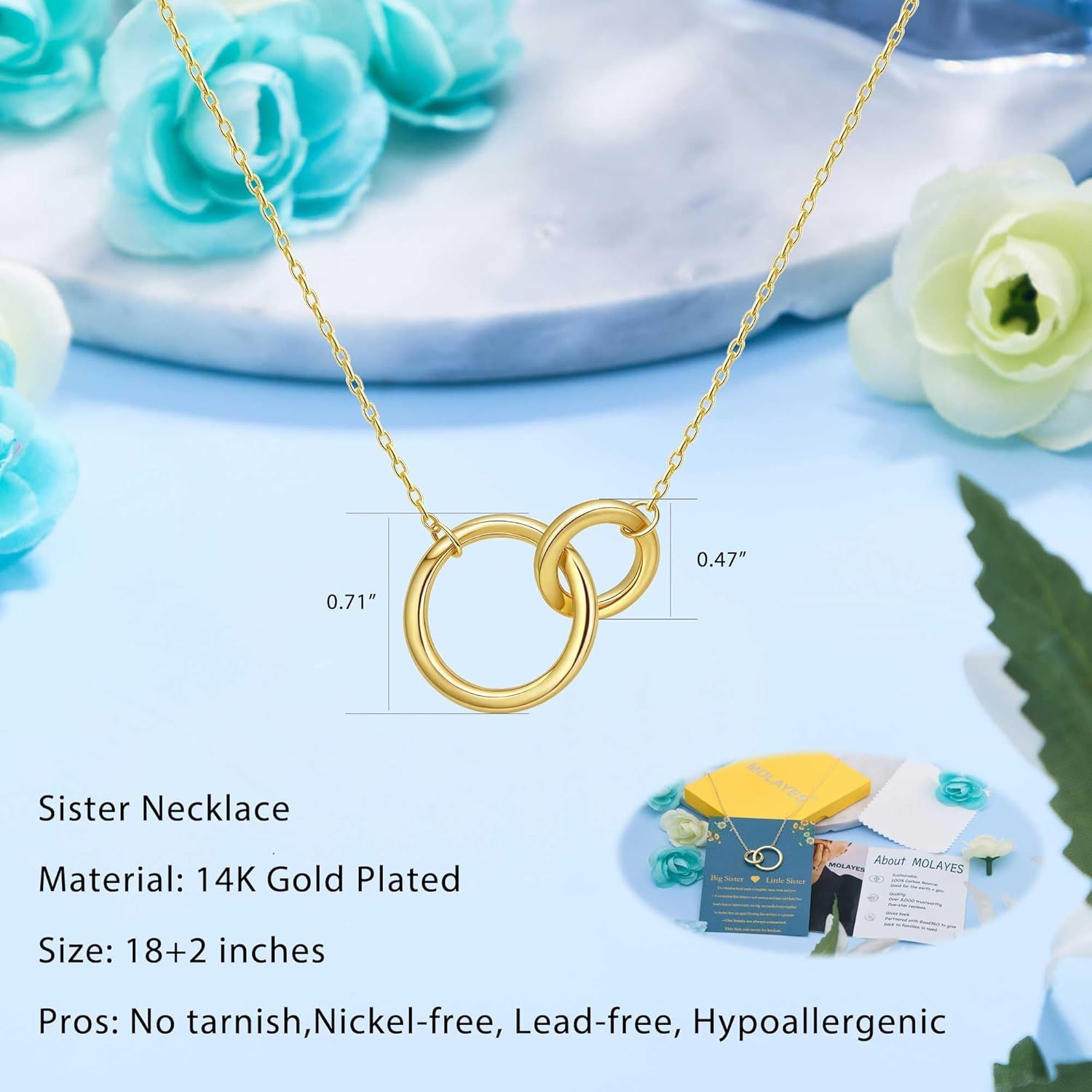 Sister Gift form Sisters Necklace Friend Necklace -Minimalist Pendant. Birthday Graduation Christmas Gifts from Sister NICKELFREE-No tarnish, No reactions for sensitive skin Hypoallergenic - Image 6