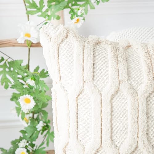 Miniatura 3 de MADIZZ Juego de 2 fundas de almohada de lana corta de felpa blanca de 12 x 12 pulgadas, juego de 2 fundas de almohada súper suaves y acogedoras con