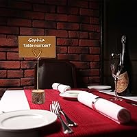 Vista 6 de 20 soportes para tarjetas de lugar de madera rústica y 30 tarjetas de lugar de papel Kraft, soporte de madera para números de mesa, soporte