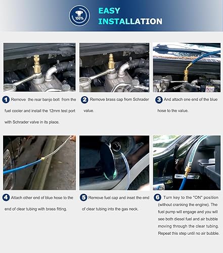 Miniatura 3 de Kit de Servicio de Purga de Aire con Filtro de Combustible y Manguera de Polietileno y Perno Banjo para Motores Ford 6.4L Powerstroke Diesel F250