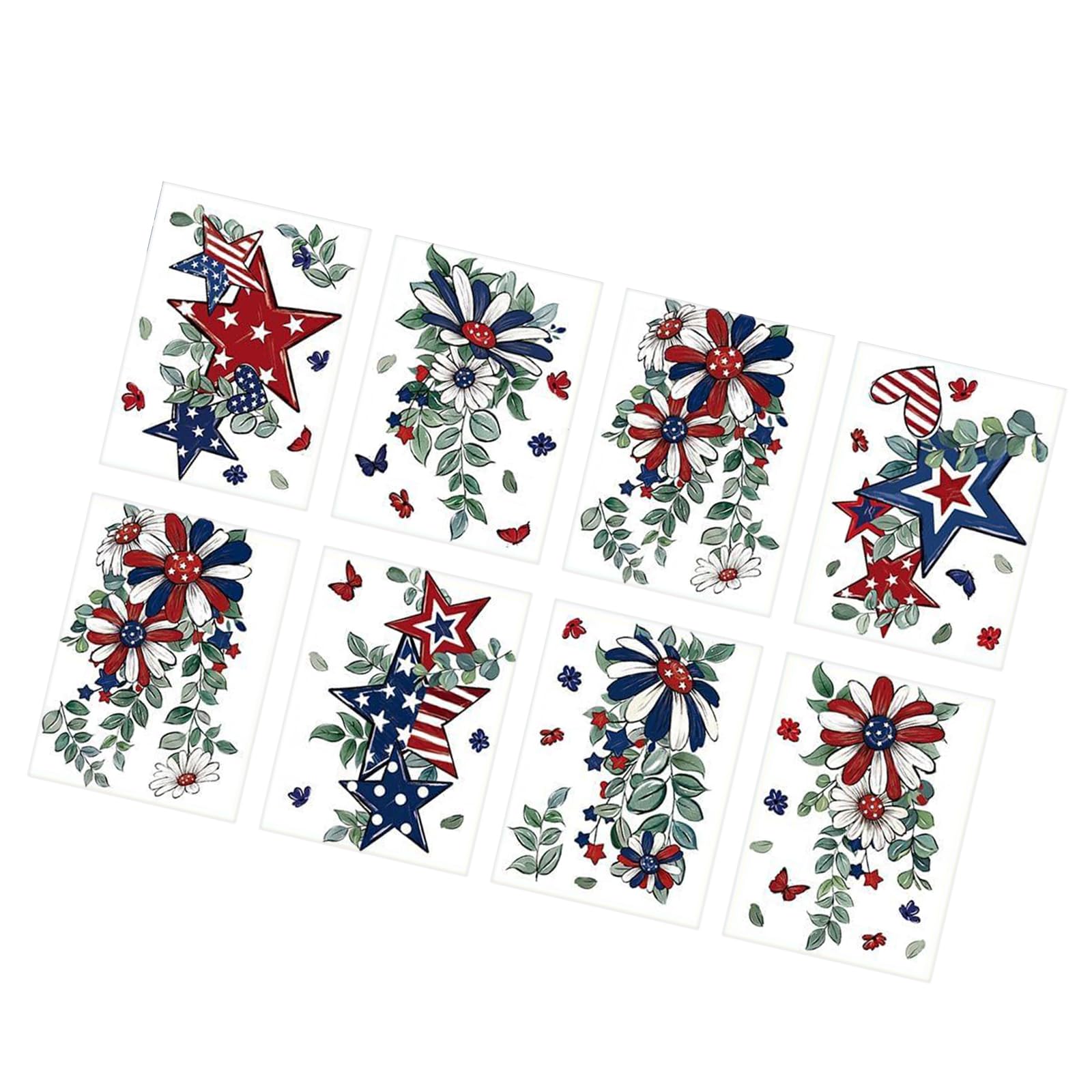 Oxxggkao 8 Sheets July 4th Window Clings Red White Blue Holiday Decorations for Glass Surfaces and Doors Themed Window Transfers